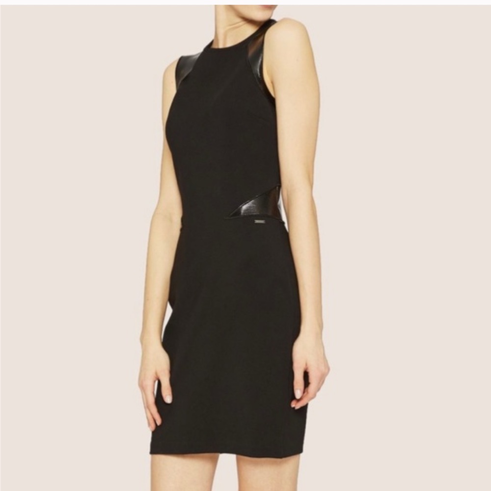 Armani Exchange - Red Faux-Leather Paneled Bodycon Dress ❣️